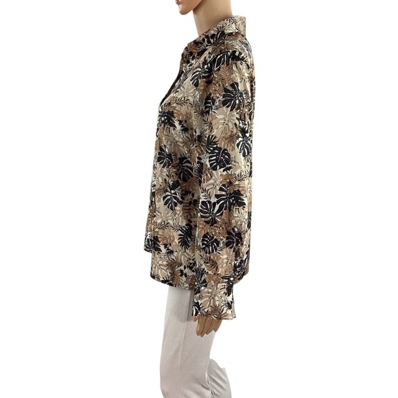 Cupcakes and Cashmere Palm Print Blouse Button Front Long Sleeve M - Picture 4 of 7